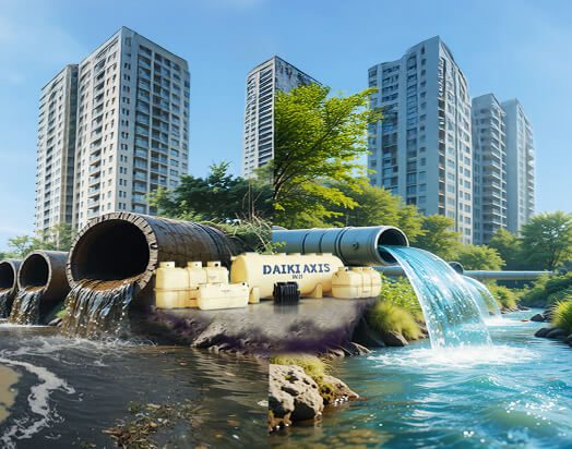 Sewage treatment plant converting wastewater into clean treated water by Daiki Axis Bangladesh